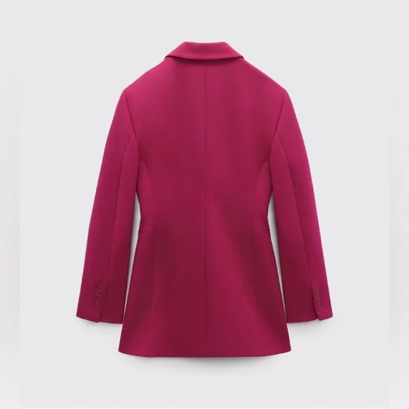 NWT ZARA Double Breasted Blazer Dress in Fuchsia - Picture 2 of 10